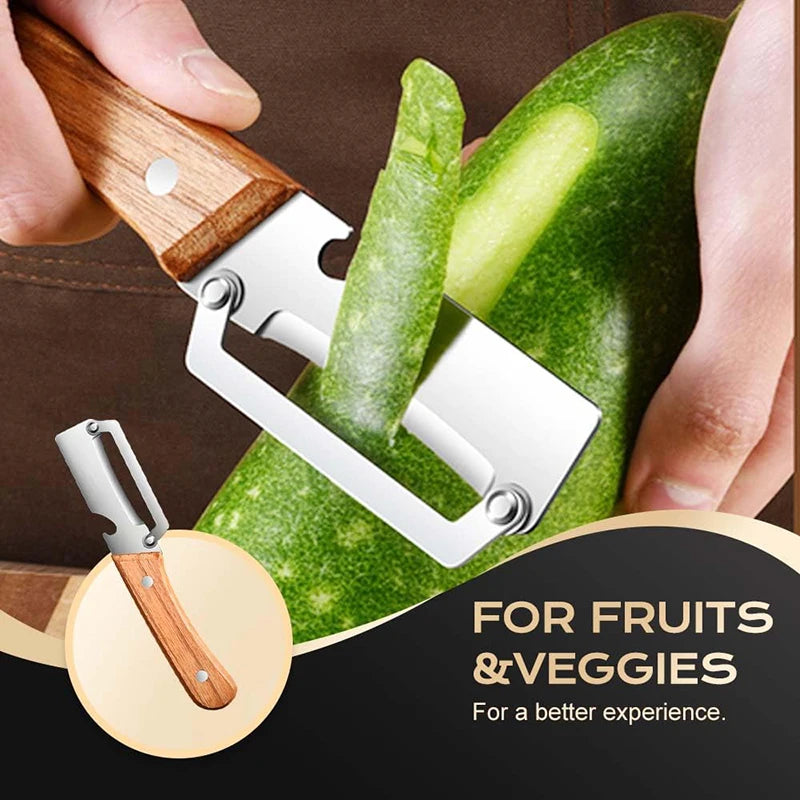 🥕 Éplucheur Multifonction en Bois – Fruits & Légumes